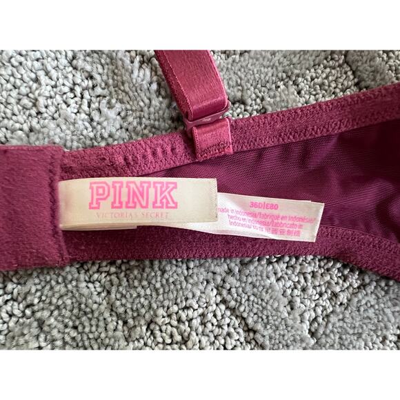 Victoria's Secret PINK Bra 36D Wear Everywhere Push-up Padded Smoothing Rose - Picture 5 of 6